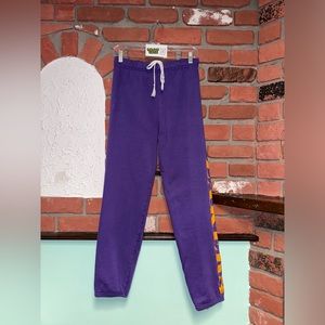 Vintage LOGO 7 Los Angeles Lakers Purple/Yellow Athletic Sweatpants Medium